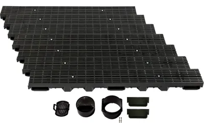 Produktbild von Entwässerungsrinne Höhe 60mm Kunststoff 7m, Längsstabrost, Schwarz