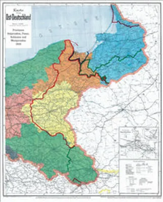 Zdjęcie produktu dla Mapa historyczna: DEUTSCHES REICH - Prowincje Prusy Wschodnie, Prusy Zachodnie, Poznań i Śląsk po 28 czerwca 1919 r. (zwinięta)
