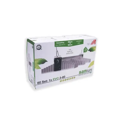 Immagine prodotto di SANlight EVO 3-60 1,5 Set, lampada per coltivazione indoor, incl. ganci, cavo di alimentazione, dimmer M, 545 µmol/s, 200W