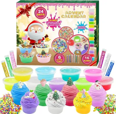 Produktbild von Seeykey Adventskalender 2024 für Kinder, DIY Slime Kit Weihnachten 24 Tage
