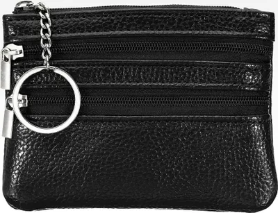 Produktbild von Münzbeutel Geldbörse 4,7" x 3,5", Leder Wechselgeldbörsen Kleine Organizer Taschen mit Reißverschluss Schlüsselring für Frauen und Männer, Schwarz