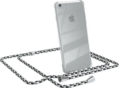 Produktbild von EAZY CASE Handykette kompatibel mit Apple iPhone 6 / 6S, Handyhülle mit Umhängeband, Handykordel, Schutzhülle Clear, Band in Schwarz