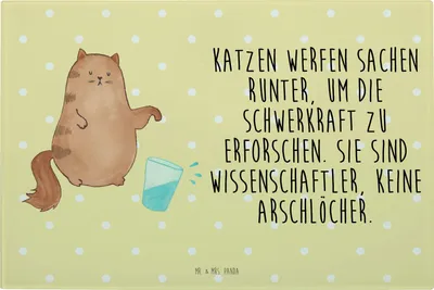 Produktbild von Mr. & Mrs. Panda schneidbrett Katze Wasserglas - Gelb Pastell - Geschenk, Cat, Neugierig, Hackbrett, Schneidplatte Glas, Katzen, Schneidebrett Aus, Cats, Schneideplatte