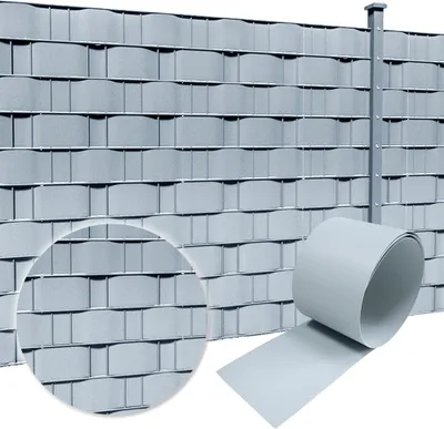 Obrázek produktu pro UISEBRT 10 X Hard PVC Privacy Screen Strip For Double Bar Balcony Garden Fence Grey 2,5m x 19cm