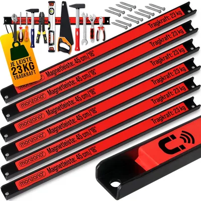 Immagine prodotto di DEUBA® Barra Magnetica Portautensili 6 x 45cm Capacità di Carico 23 kg Porta Attrezzi Magnetico Organizer Cucina Portacoltelli Salvaspazio Officina