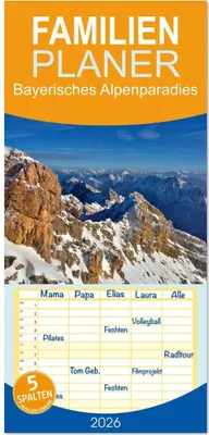 Produktbild von Familienplaner 2026 - Bayerisches Alpenparadies mit 5 Spalten (Wandkalender, 21 x 45 cm) CALVENDO