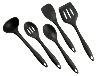 Produktbild von 5 Stück Küchenhelfer Silikon Set, Küchenutensilien Set Enthält Pfannenwender, Schlitzlöffel, Löffel, Servierlöffel, Suppenkelle, Spülmaschinenfest, Antihaft, Hitzebeständiges