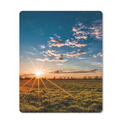 Produktbild von MuchoWow® Mauspad Mousepad Sonnenuntergang - Natur - Wolken - Gras 30x40 cm - Mousepads - Maus Mat - Pad - Mausunterlage - Mausmatten