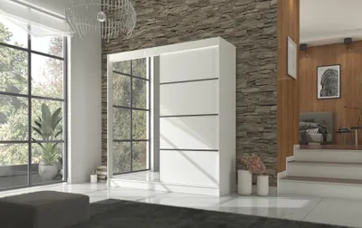 Obrázek produktu pro Zrcadlová šatní skříň 200 cm DABLORA - bílá