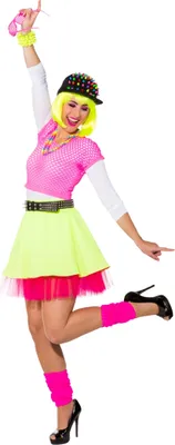Produktbild von 80er Jahre Kostüm Rock mit Petticoat neonfarben für Damen, Größe:34 / 36