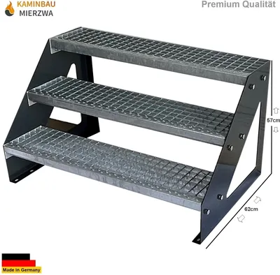 Scala Autoportante 5 Gradini In Acciaio Zincato - 101x80x95 Cm - Resistente A Intemperie E Corrosione