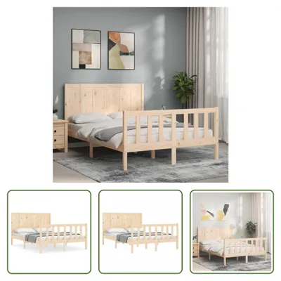 Produktbild von The Living Store Massivholzbett mit Kopfteil 140x200 cm