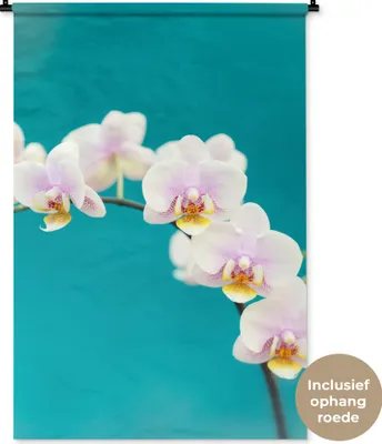 Produktbild von MuchoWow® Wandteppich Wandbehang Orchidee - Blumen - Pflanze - Weiß - Lila 90x135 cm Tapisserie Dekoration Wandtuch - Baumwolle - Wandskulptur