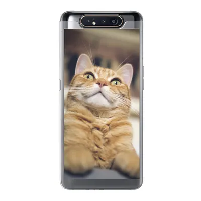 Produktbild von MuchoWow® Handyhülle Schutzhülle Hülle für Samsung Galaxy A80 Katze - Bank - Orange Silikon Softcase Handy Hülle - Schutzdeckel