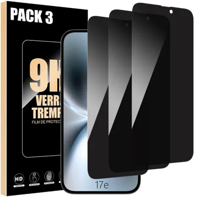 Image de 3x Verre Trempé Anti-Espion pour iPhone 17e - Protection Antichoc Anti-Rayures 9H