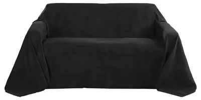 Produktbild von Beautissu Tagesdecke 210x280 cm Überwurfdecken für Sofa Wildleder Schwarz
