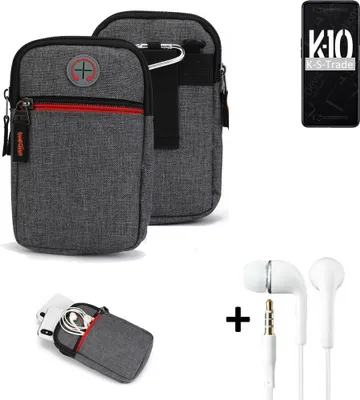 Produktbild von K-S-Trade Gürteltaasche + Kopfhörer kompatibel mit Oppo K10 Handy Tasche Holster Schutz Hülle Handy Hülle grau Zusatzfächer 1x