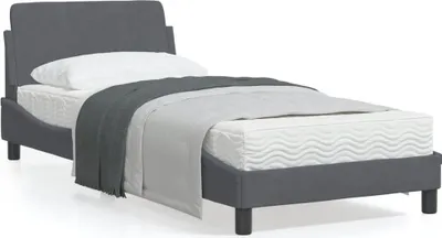 Produktbild von Bettgestell mit Kopfteil Dunkelgrau 90x200 cm Samt 373113