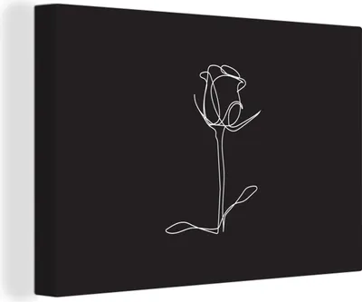 Produktbild von OneMillionCanvasses® - Leinwandbilder - 140x90 cm, Blume - Rose - Schwarz - Weiß, Wandbilder Kunstdruck Wanddekoration - Foto auf Leinwand - Gemälde auf Holzrahmen
