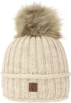 Produktbild von Faera Strickmütze mit Bommel Thermo-Fleece Beanie One Size