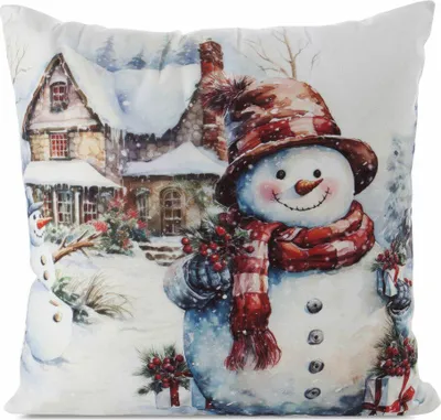 Produktbild von EUROFIRANY | Weihnachtskissenhülle - Weihnachtskissenbezug - 45 x 45 cm - Bunt - Schneemann - Kissenbezug - Weihnachten