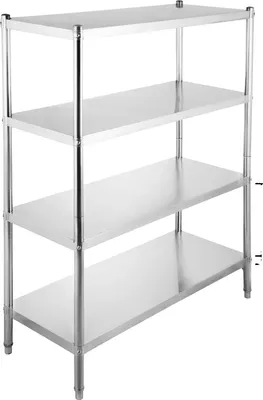 Image de Rayonnage de stockage, construction robuste en acier, hauteurs réglables, 4 étagères 45in x 17in