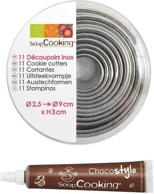 Produktbild von 11 Edelstahl Ausstechformen - Kreis + Schokoladenstift