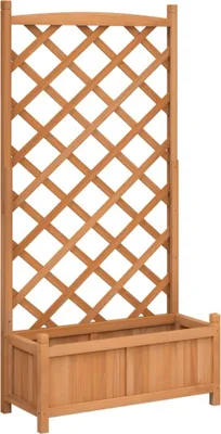 Image de Jardinière avec treillis marron bois massif de sapin