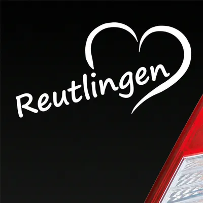 Produktbild von Auto Aufkleber Reutlingen Herz Stadt City Love Liebe 15,5x8 cm Weiss Glanz Sticker Heckscheibenaufkleber