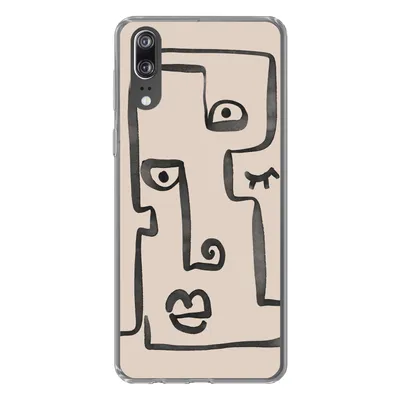 Produktbild von MuchoWow® Handyhülle Schutzhülle Hülle für Huawei P20 Auge - Lippen - Strichzeichnung Silikon Softcase Handy Hülle - Hardcover