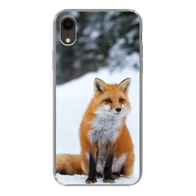 Produktbild von MuchoWow® Handyhülle Schutzhülle Hülle für iPhone XR Fuchs - Schnee - Wald Silikon Softcase Handy Hülle - Schutzdeckel