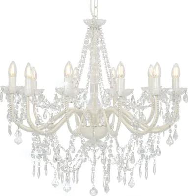 Image de Lustre avec perles Blanc 12 ampoules E14