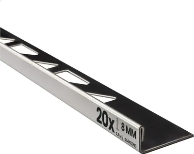 Produktbild von 20x L-Profil Edelstahlschiene Fliesenschiene Fliesenprofil L250cm 8mm glänzend