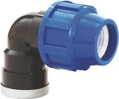 Produktbild von PP Rohr Verschraubung Blau PN16 Klemmfitting DVGW, Winkel 90° 32 x IG 1"