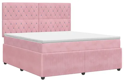 Produktbild von Boxspringbett mit Matratze mit Kopfteil Rosa 140 x 190 cm Samt