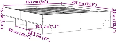 Produktbild von vidaXL Bettgestell ohne Matratze Sonoma-Eiche 160x200 cm Holzwerkstoff