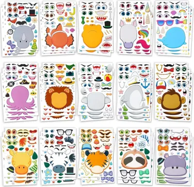 Produktbild von JOYIN 90 Stück Tier Aufkleber Make-a-face Set für Kinder Party Craft