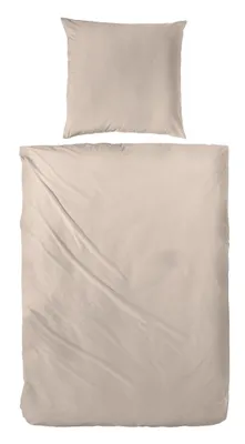 Produktbild von Primera Mako-Satin Bettwäsche 155x220 cm + 80x80 cm Falsches Uni Taupe