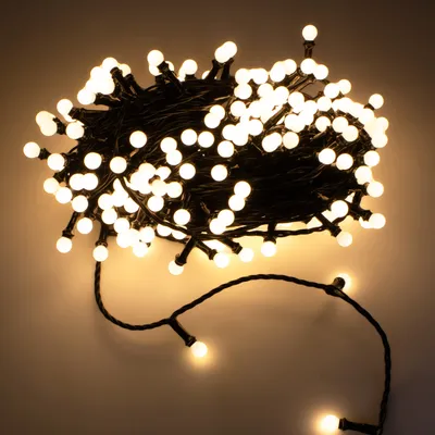 Produktbild von Lichterkette 200 warm weiße LED Kugeln - 20m / In-Outdoor / Timer / Dimmer - mit Netzteil