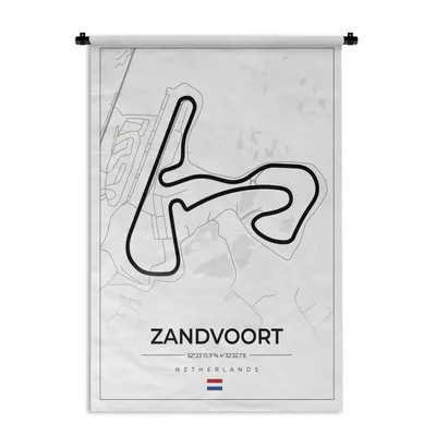 Produktbild von MuchoWow® Wandteppich Wandbehang Formel 1 - Rundkurs Zandvoort - Rennstrecke - Niederlande - Weiß 120x180 cm Tapisserie Dekoration Wandtuch - Schlafzimmer - Dekorationen für das Haus