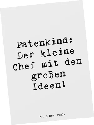 Produktbild von Mr. & Mrs. Panda Postkarte Spruch Patenkind Chef - Weiß - Geschenk, Fürsorge, Ansichtskarte, Humor, Postkarten, Familie, Liebe, handgemacht, Handarbeit, Grußkarte