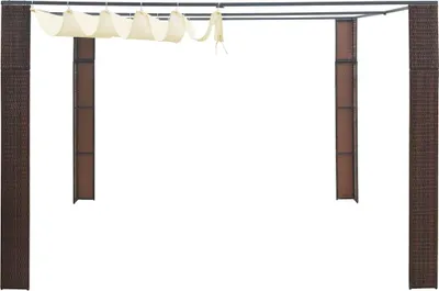 Obrázok produktu pre vidaXL Pavilón so strechou z polyratanu 300x300x220 cm hnedý a krémový