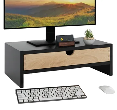 Immagine prodotto di Elzusha - Supporto monitor in legno con cassetto
