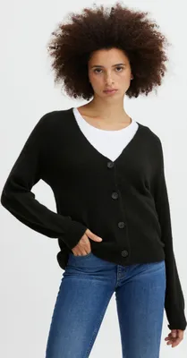 Produktbild von Ichi IHKAMARA Damen Strickjacke Cardigan mit Feinstrick Knöpfen leicht elastisch V-Auschnitt Regular fit