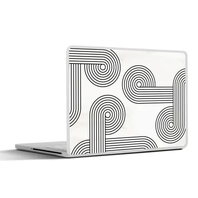 Produktbild von MuchoWow® Laptop Aufkleber Sticker Cover Kreis - Schwarz - Weiß - Abstrakt 25x18 cm - Laptop-Deko