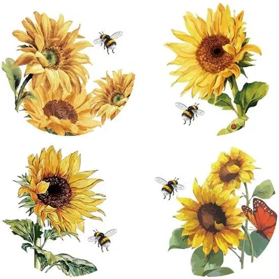 Produktbild von PVC-Sonnenblumen-Raumstickers 6,3x6,3 cm, 4er-Pack, wasserdicht, für Fenster, Tür, Glas, Schutz vor Vogelangriffen, für Büro, Party, Dekoration