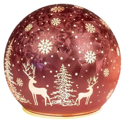 Produktbild von Formano LED Deko Kugel Winternacht Wild Berry 12cm mit Timer 6/18h Glas Waldmotiv Weihnachten