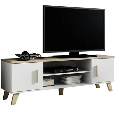 Produktbild von TV Lowboard LOTAR 160 brillantweiß / sonoma eiche