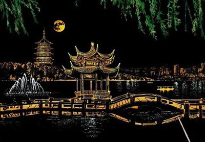 Obrázok produktu pre Západné jazero Hangzhou Magická stieracia karta 40x28cm