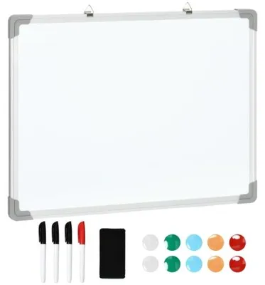 Produktbild von Weiss 60 x 1,8 x 45 cm Whiteboard Magnetisch Inkl Marker Radiergummi Magnete Staffelei Wandmontage Fuer Buero Schule